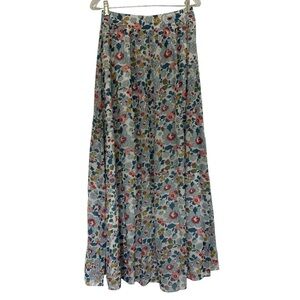 Floral A-Line Skirt - Blue and Red